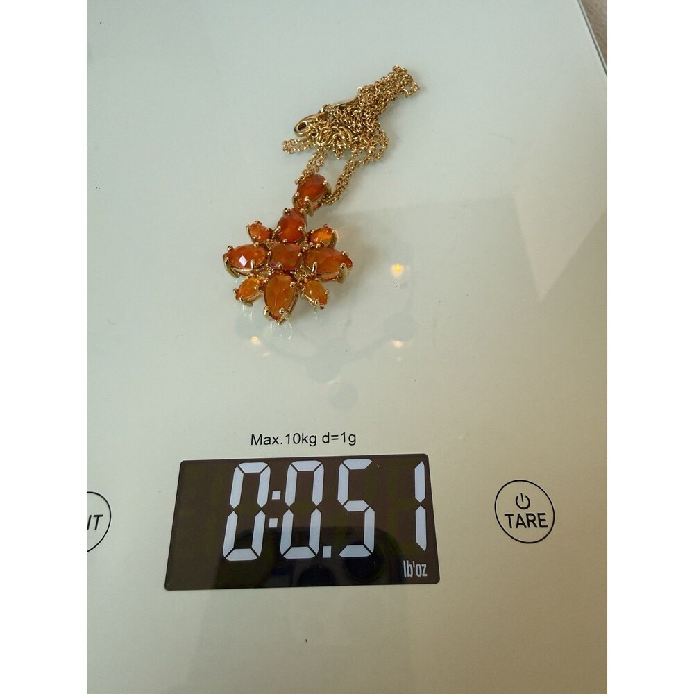 Joan Rivers Classics Collection Double Gold Tone Chain Tangerine Orange Flower - Picture 13 of 13